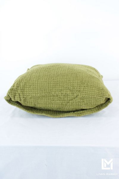 Наволочка декоративна лляна вафельна 40x40 зелений pillow_1-1271_40x40 фото