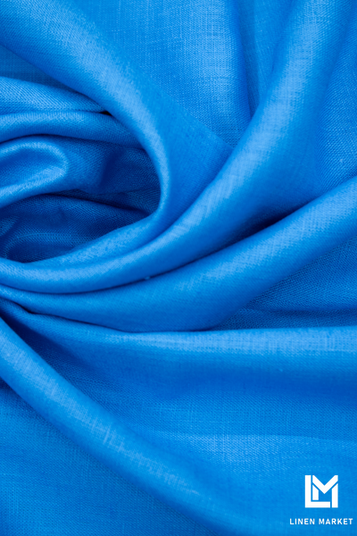 Тканина лляна синя колір 1370 Swedish Blue 18-4330 TPX 100% льон linen_1370 фото