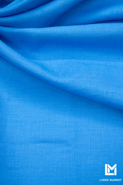 Тканина лляна синя колір 1370 Swedish Blue 18-4330 TPX 100% льон linen_1370 фото