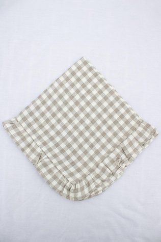 Серветка лляна з рюшами 50x50 бежева в клітинку napkin_checkered_ruffled фото