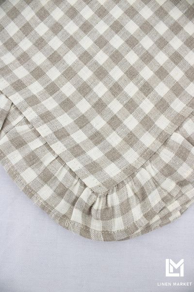 Серветка лляна з рюшами 50x50 бежева в клітинку napkin_checkered_ruffled фото