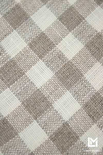 Серветка лляна з рюшами 50x50 бежева в клітинку napkin_checkered_ruffled фото