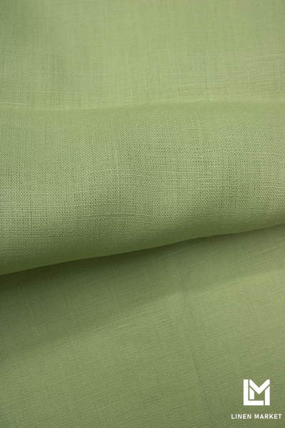 Тканина лляна сорочкова 00с6 жовто-зелена 135г/м.кв. колір 1667 Tarragon 15-0326 TCX 100% льон obr840_1667 фото