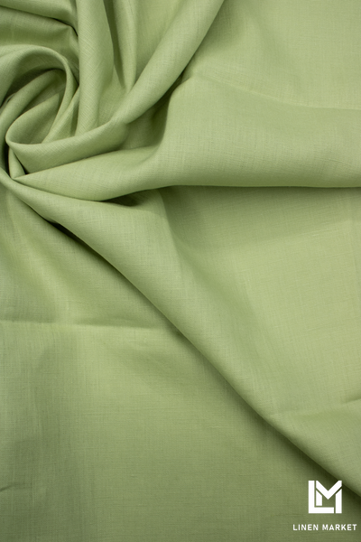 Тканина лляна сорочкова 00с6 жовто-зелена 135г/м.кв. колір 1667 Tarragon 15-0326 TCX 100% льон obr840_1667 фото