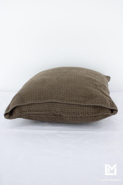 Наволочка декоративна лляна вафельна 50x50 коричневий pillow_1-551_50x50 фото