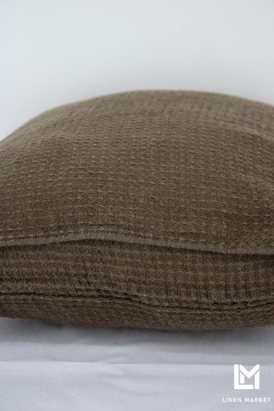 Наволочка декоративна лляна вафельна 50x50 коричневий pillow_1-551_50x50 фото