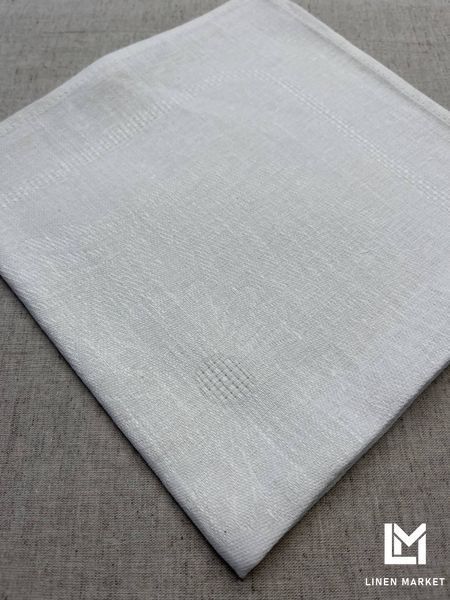 Серветка лляна жакардова Листочки білий 50x50 napkin_white_floral фото