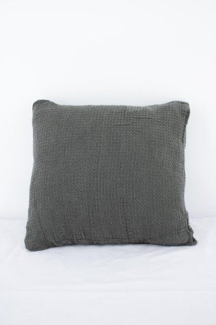Наволочка декоративна лляна вафельна 40x40 сірий pillow_1-744_40x40 фото