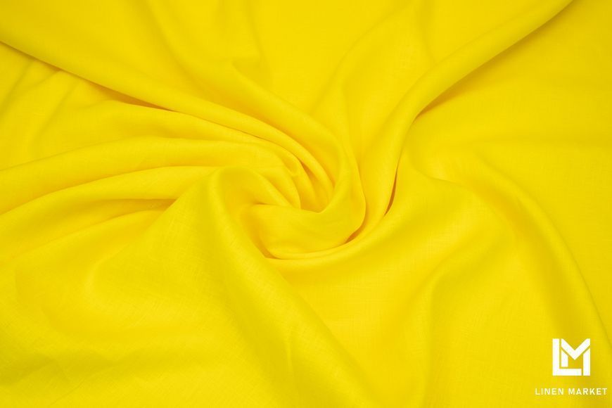 Тканина лляна сорочкова 00с6 жовта 135г/м.кв. колір 163 Empire Yellow 14-0756 TCX 100% льон obr840_163 фото