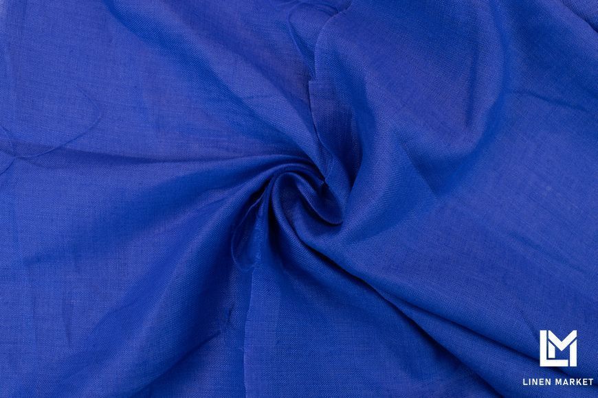 Тканина лляна костюмна 4с33 електрик 185г/м.кв. колір 1560 Dazzling Blue 18-3949 TCX 100% льон obr491_1560 фото