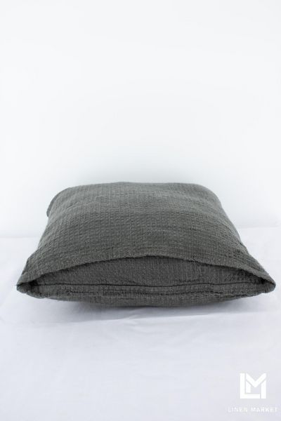 Наволочка декоративна лляна вафельна 50x50 сірий pillow_1-744_50x50 фото