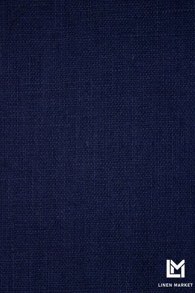 Тканина лляна костюмна 09с52 темно-синя 240г/м.кв. колір 1607 Eclipse 19-3810 TCX 100% льон obr1542_1607 фото