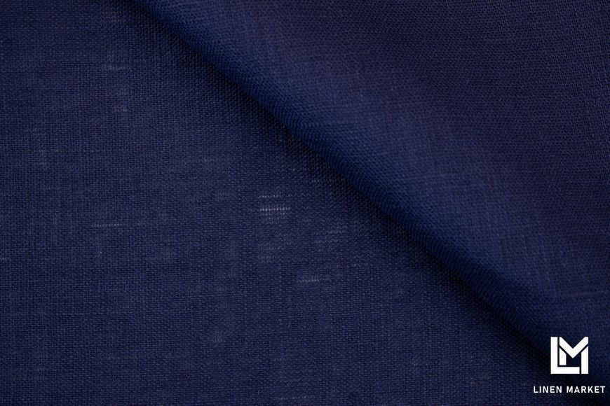 Тканина лляна костюмна 09с52 темно-синя 240г/м.кв. колір 1607 Eclipse 19-3810 TCX 100% льон obr1542_1607 фото