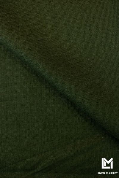Тканина лляна сорочкова 00с6 темний хакі 135г/м.кв. колір 578 Rifle green 19-0419 TCX 100% льон obr840_578 фото