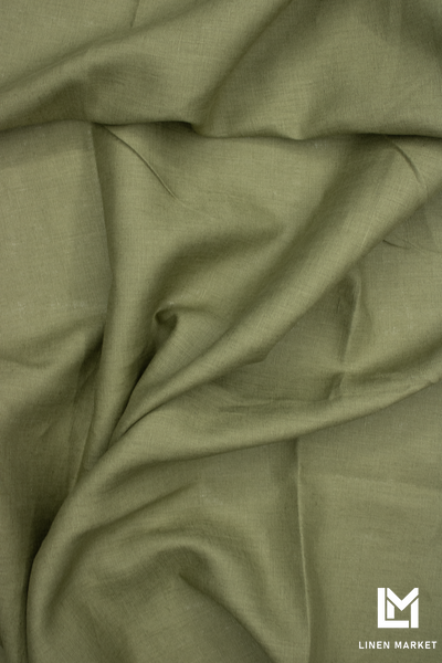 Тканина лляна оливкова колір 1524 Olive 100% льон linen_1524 фото