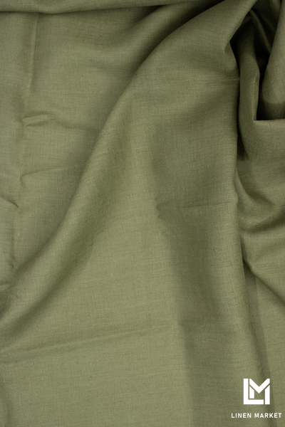 Тканина лляна оливкова колір 1524 Olive 100% льон linen_1524 фото