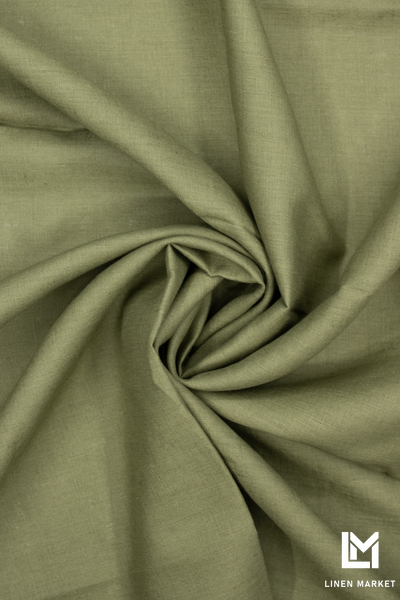 Тканина лляна оливкова колір 1524 Olive 100% льон linen_1524 фото