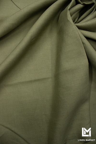 Тканина лляна оливкова колір 1524 Olive 100% льон linen_1524 фото