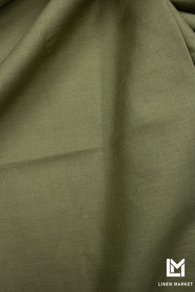 Тканина лляна оливкова колір 1524 Olive 100% льон linen_1524 фото
