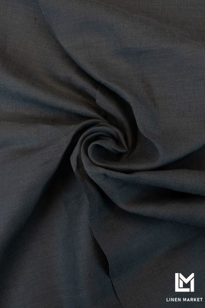 Тканина лляна костюмна 4с33 темно-сіра 185г/м.кв. колір 744 Dark Shadow 19-3906 TCX 100% льон obr491_744 фото