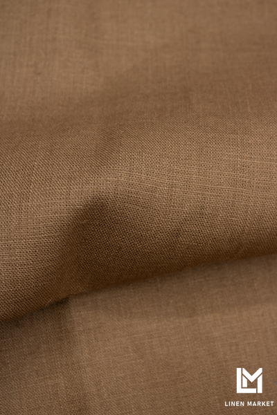 Тканина лляна коричнева колір 1569 Dachshund 18-1033 TCX 100% льон linen_1569 фото