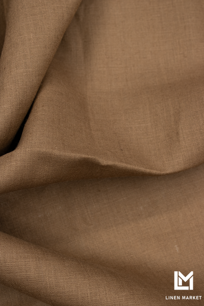 Тканина лляна коричнева колір 1569 Dachshund 18-1033 TCX 100% льон linen_1569 фото